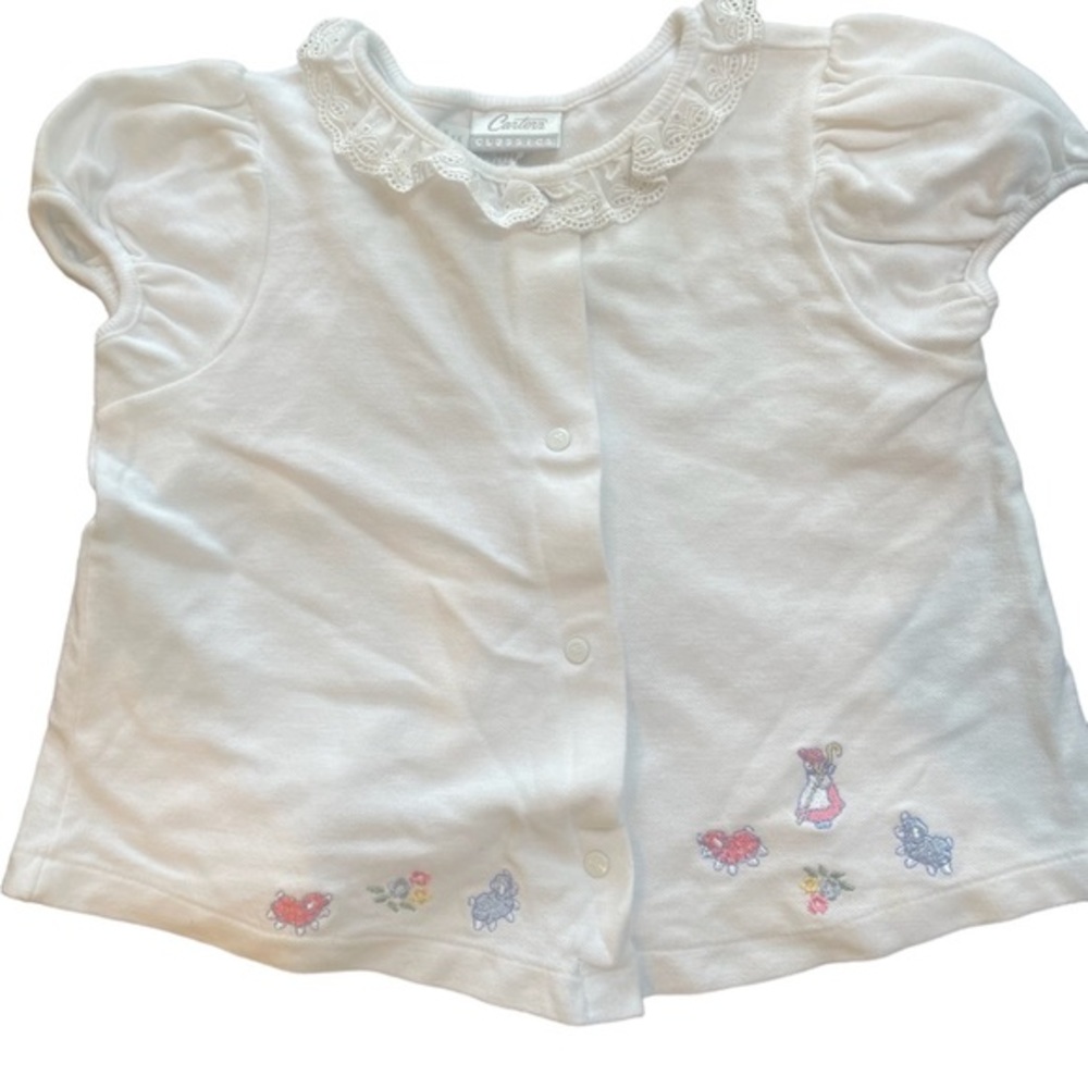 Vtg Carterās Classics Cardigan Baby Girl Size 24m Boā Peep Embroidery